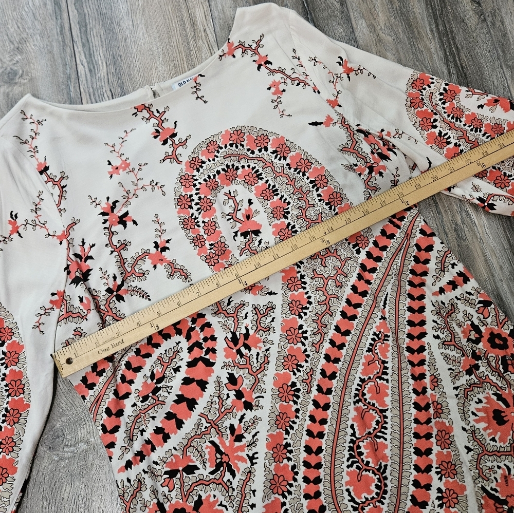 Floral Paisley Print Dress Beige, Peach, Coral - Picture 7 of 10